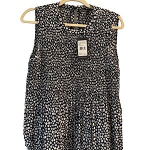 Adrianna Papell Floral Sleeveless Top - Navy and White NWT